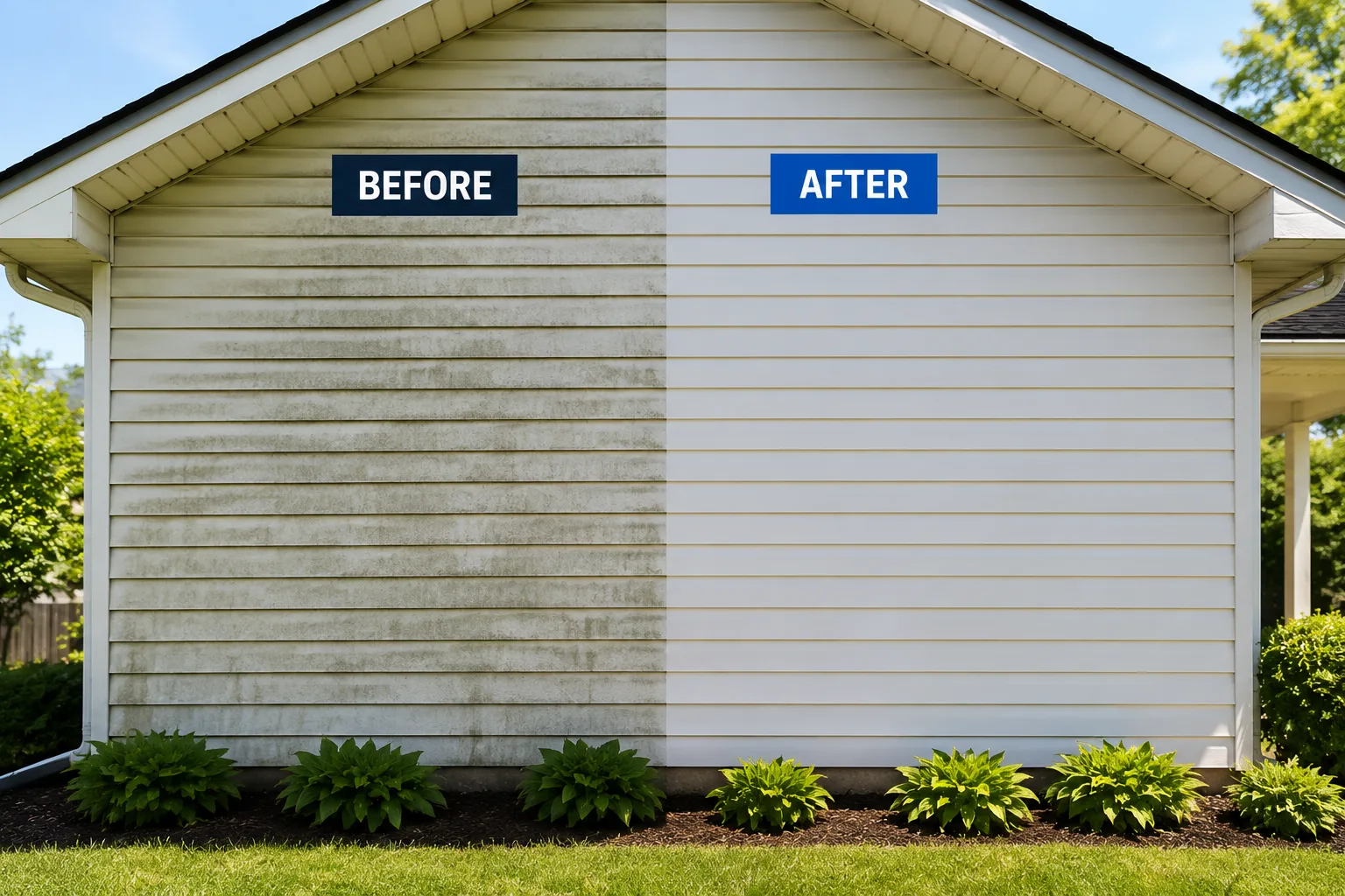 Hamilton home exterior with clean patio after the wash