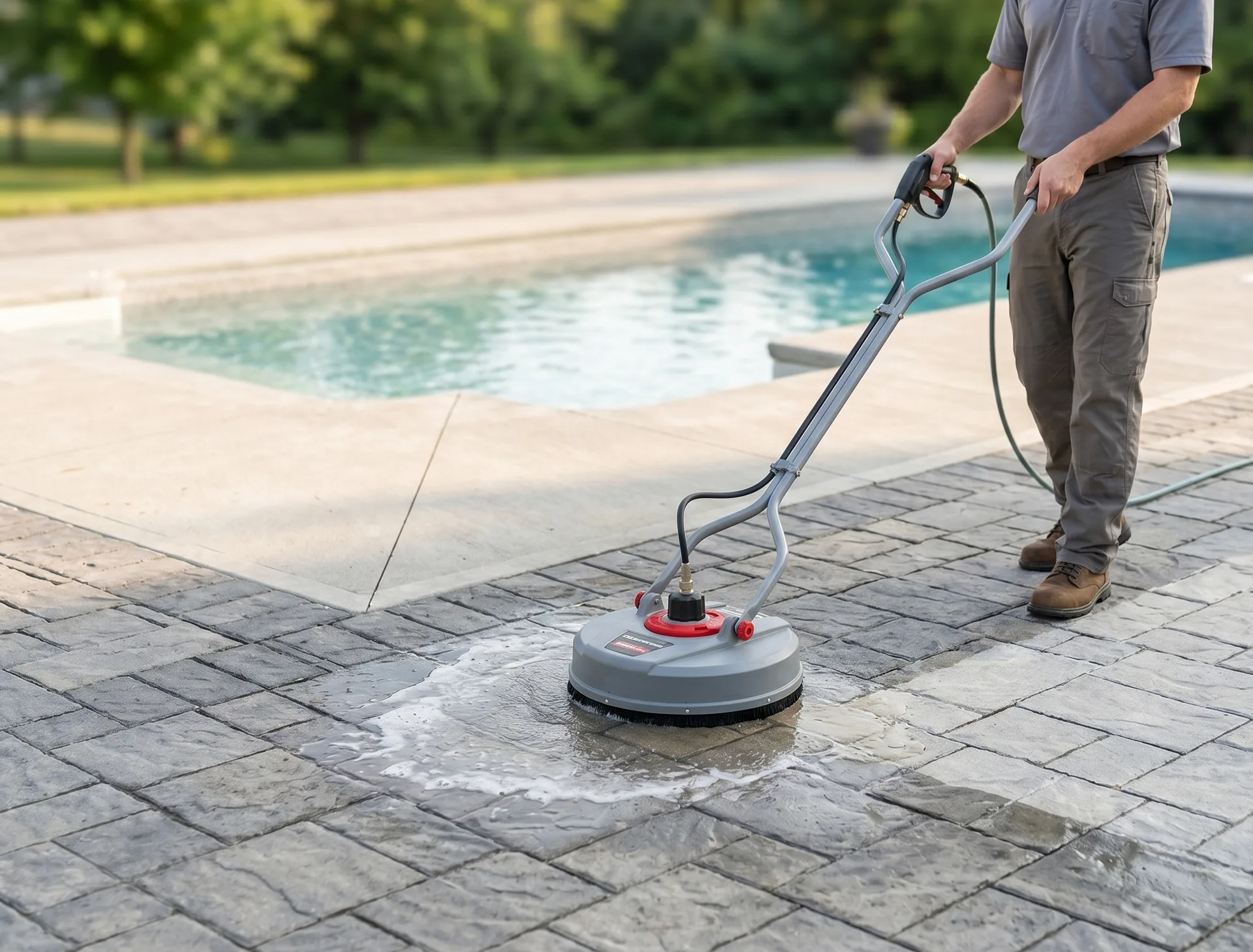 Hamilton interlock paver patio cleaned with optional joint re-sand