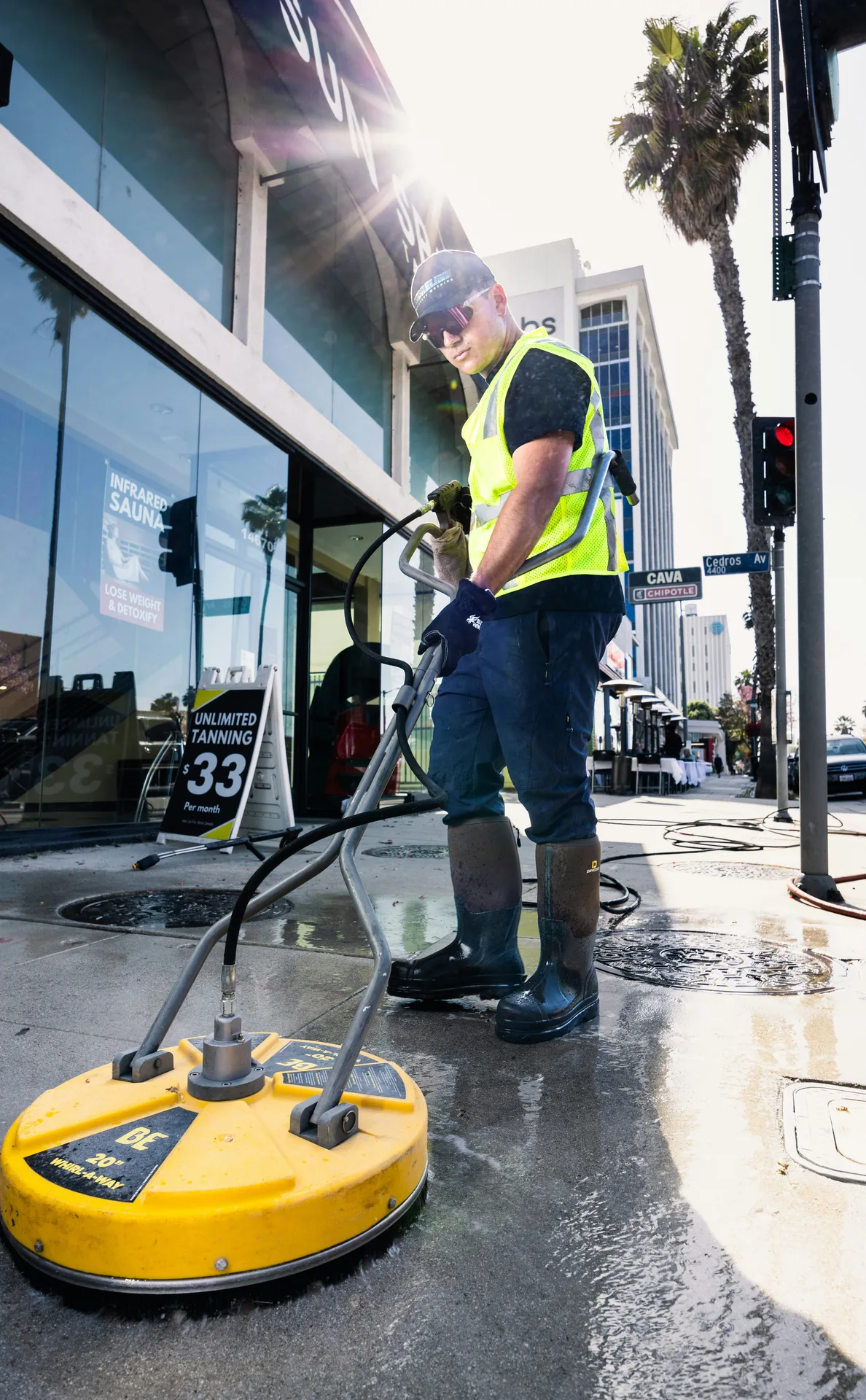 Surface cleaner pass on a Hamilton sidewalk