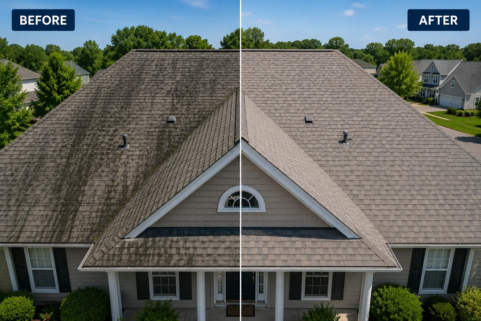 Two-storey Hamilton home with clean gutters after the wash