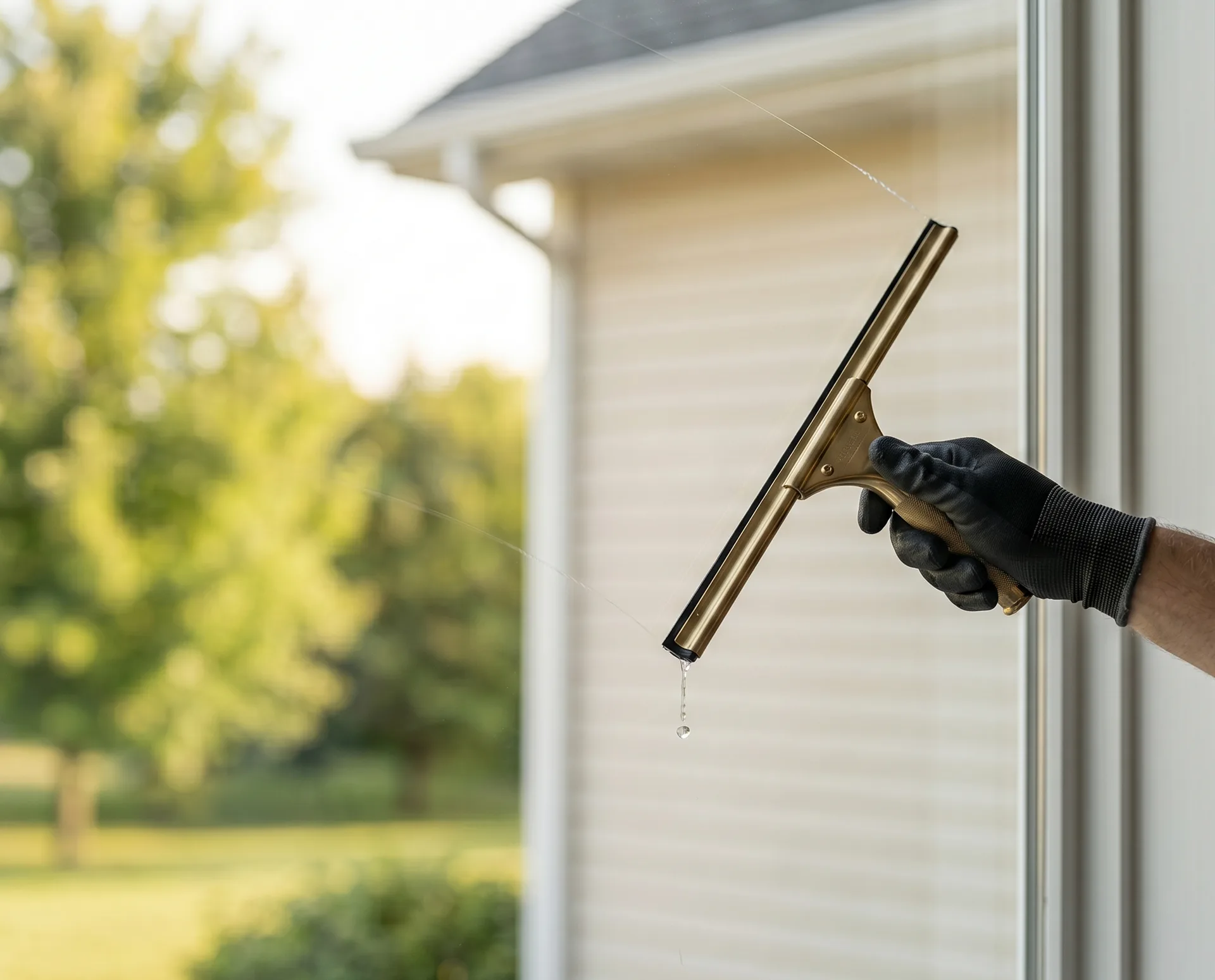 Close-up of Hamilton window and siding cleaning